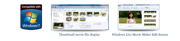 Thumbnail movie file display and Windows Live Movie Maker Edit Screen Image