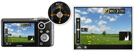 The newly designed ADJ. button